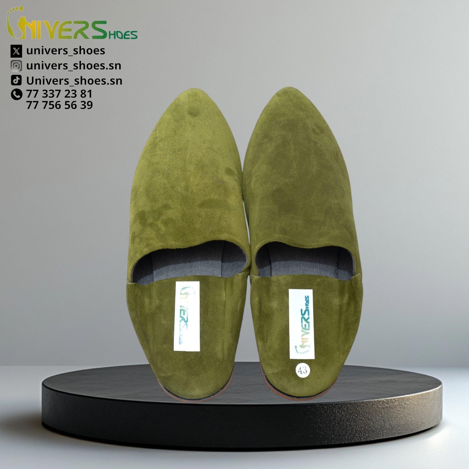 Babouche cuir en daim